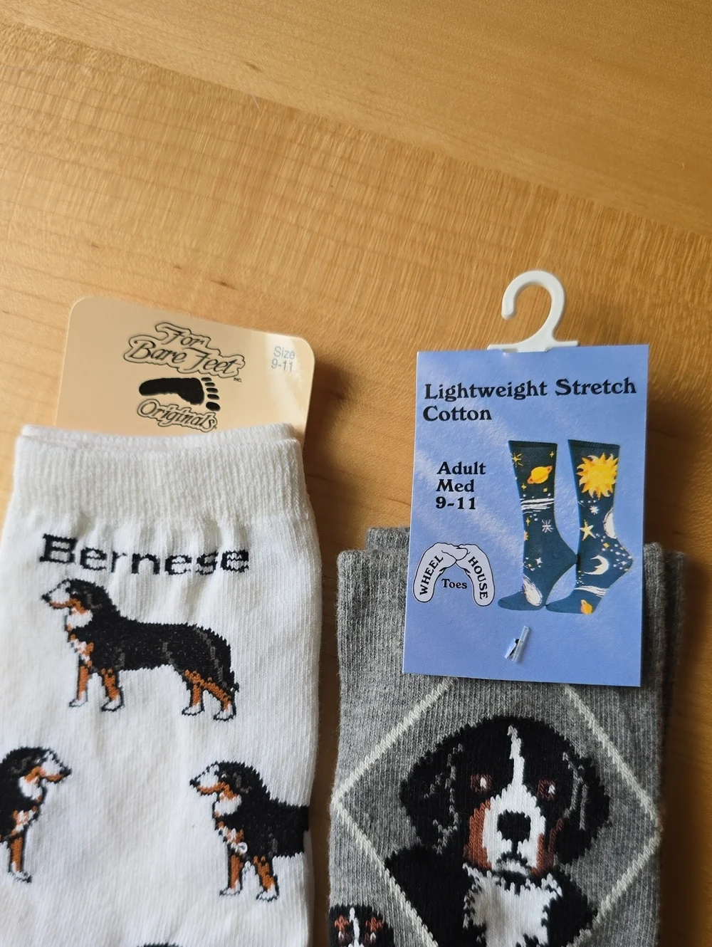 Bernese Mountain Dog Berner socks, 2 pairs, Gray & White, NWT 9-11